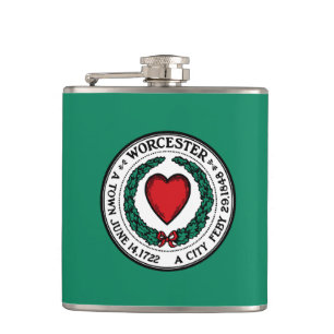 Flagge von Worcester, Massachusetts Flasche Flachmann