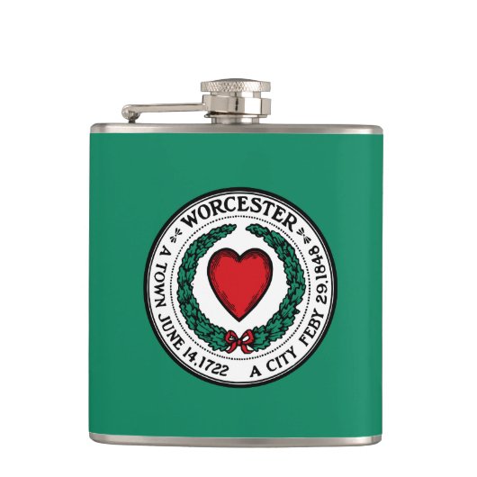 Flagge von Worcester, Massachusetts Flasche Flachmann (Vorderseite)