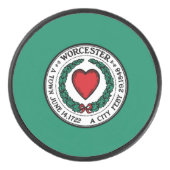 Flagge von Worcester, Massachusetts Hockey Puck (Vorderseite)