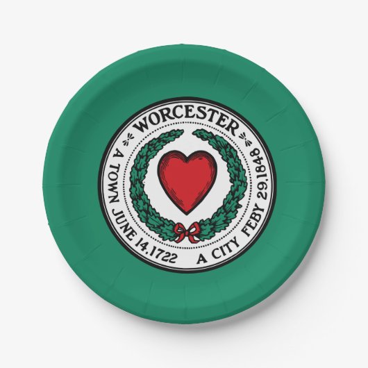 Flagge von Worcester, Massachusetts Pappteller (Vorderseite)