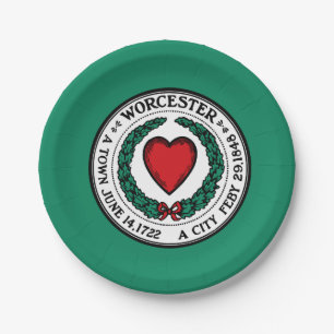 Flagge von Worcester, Massachusetts Pappteller