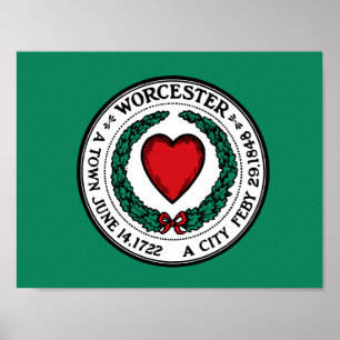 Flagge von Worcester, Massachusetts Poster
