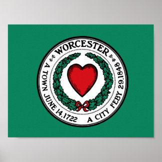 Flagge von Worcester, Massachusetts Poster