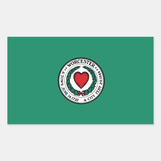 Flagge von Worcester, Massachusetts Rechteckiger Aufkleber (Vorderseite)