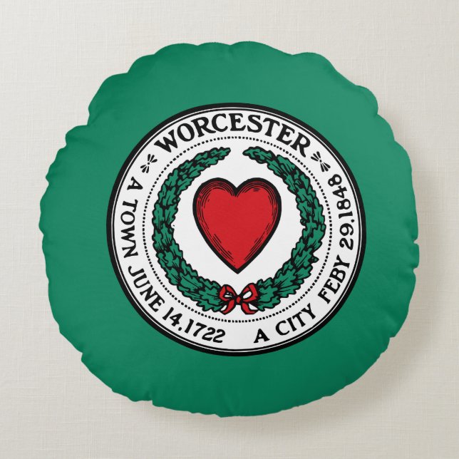 Flagge von Worcester, Massachusetts Round Kissen (Vorderseite)