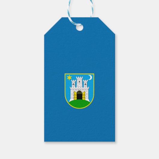 Flagge von Zagreb, Kroatien - Geschenkmarken Geschenkanhänger (Vorderseite)