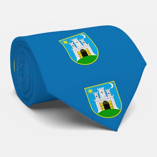 Flagge von Zagreb, Kroatien Neck Tie Krawatte (Gerollt)
