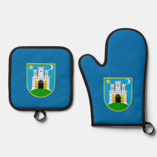 Flagge von Zagreb, Kroatien Neck Tie Ofenhandschuh & Topflappen-Set