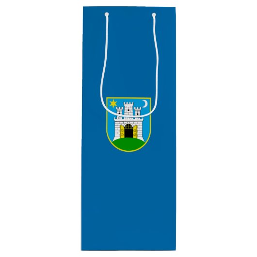 Flagge von Zagreb, Kroatien Weinbeutel Geschenktüte Für Weinflaschen (Vorderseite)