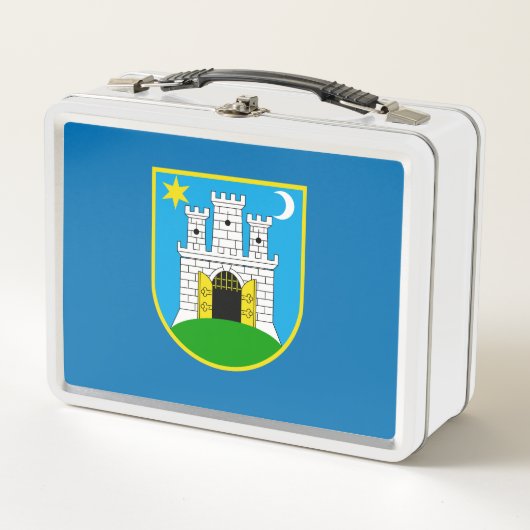 Flagge von Zagreb, Kroatische Hütte Metall Brotdose (Vorderseite)
