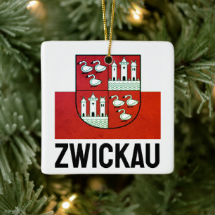 Flagge von Zwickau, Deutschland Keramikornament