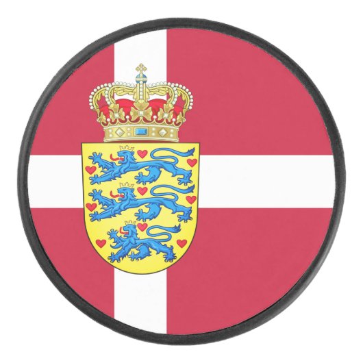 Flagge/Wappen Dänemarks Eishockey Puck (Vorderseite)
