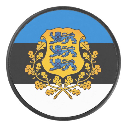 Flagge/Wappen Estlands Eishockey Puck (Vorderseite)