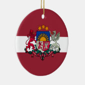 Flagge/Wappen Lettlands Keramik Ornament (Rechts)