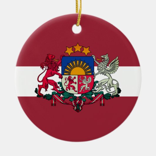 Flagge/Wappen Lettlands Keramik Ornament (Vorne)
