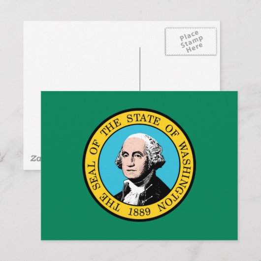 Flagge Washington Postkarte (Vorne/Hinten)