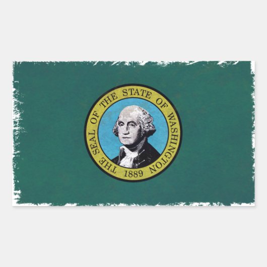 Flagge Washington Rechteckiger Aufkleber (Vorderseite)