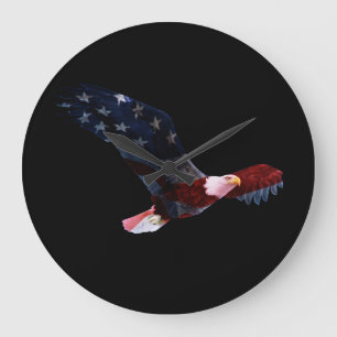 Flagge-Weißkopfseeadler Große Wanduhr