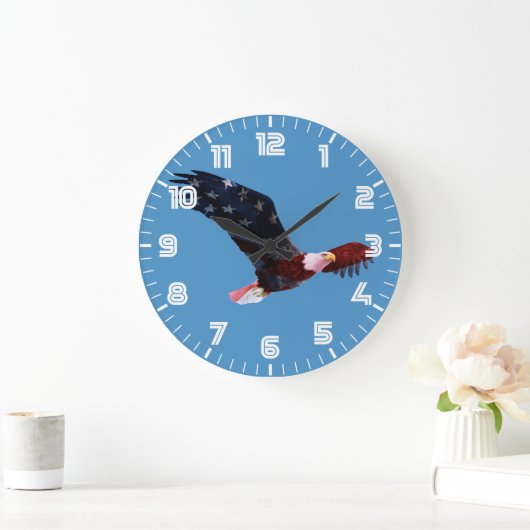 Flagge-Weißkopfseeadler Große Wanduhr (Zuhause)