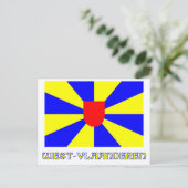 Flagge Westflandern mit Name Postkarte (Stehend Vorderseite)