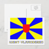 Flagge Westflandern mit Name Postkarte (Vorne/Hinten)
