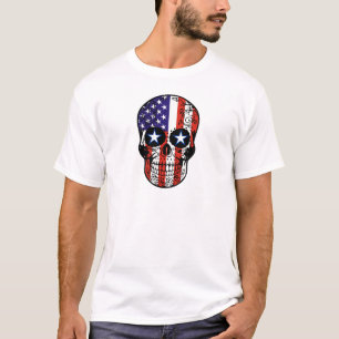Flagge-Zuckerschädel USA patriotischer T-Shirt