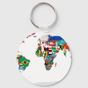 Flagged World - Karte der Flaggen der Welt Schlüsselanhänger