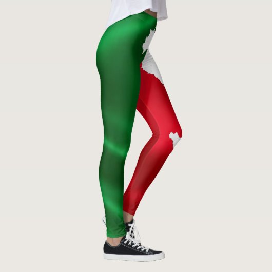 Flaggemuster Karte Italiens Italien rotes grünes Leggings (Rechts)