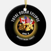 Flaggen 2024 INSGESAMT SOLAR ECLIPSE-Familie Keramik Ornament (Vorne)
