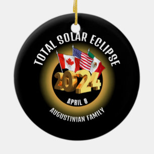 Flaggen 2024 INSGESAMT SOLAR ECLIPSE-Familie Keramik Ornament