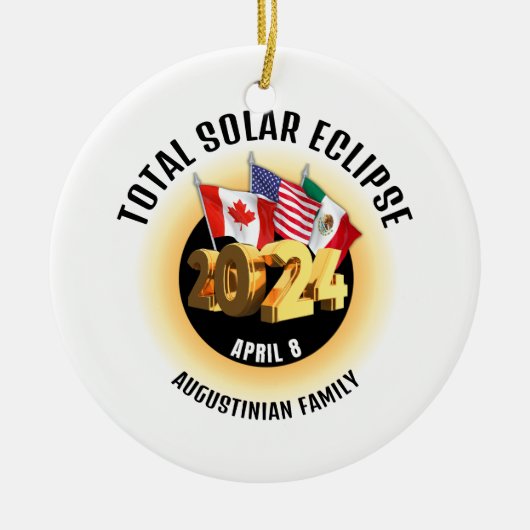 Flaggen 2024 INSGESAMT SOLAR ECLIPSE-Familie Keramik Ornament (Vorne)