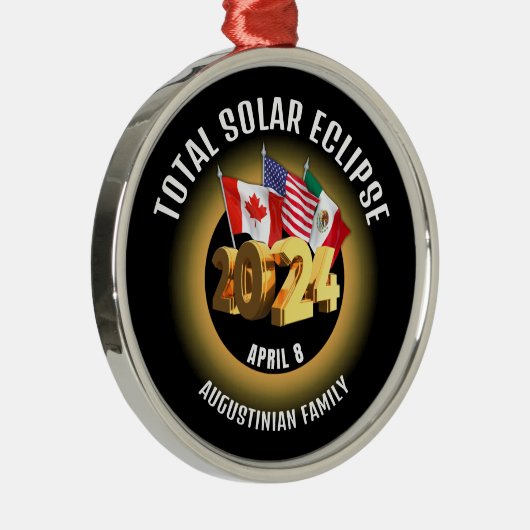 Flaggen 2024 INSGESAMT SOLAR ECLIPSE-Familie Ornament Aus Metall (Rechts)