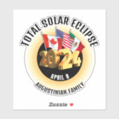 Flaggen 2024 INSGESAMT SOLAR ECLIPSE-Familiendiagr Aufkleber (Blatt)