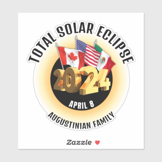 Flaggen 2024 INSGESAMT SOLAR ECLIPSE-Familiendiagr Aufkleber (Blatt)