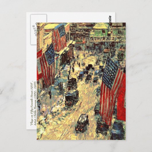 "Flaggen auf der siebenundfünfzigsten Straße" von Postkarte (Vorne/Hinten)