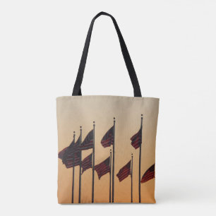 Flaggen bei Sonnenuntergang Amerikanisch Patriotis Tasche