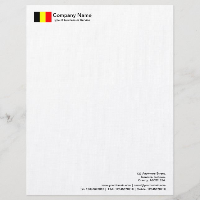Flaggen - Belgien Briefbogen (Vorderseite)