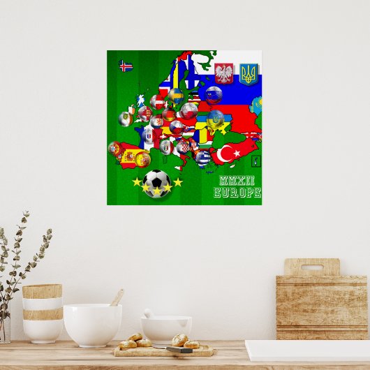 Flaggen der Fußball-Fußball-Europameisterschaft 20 Poster (Küche)