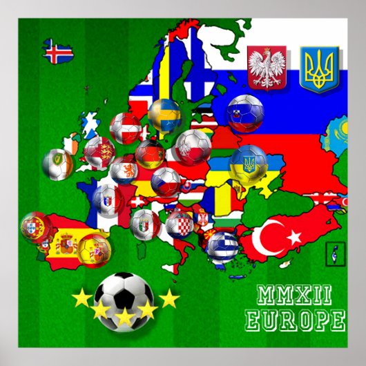 Flaggen der Fußball-Fußball-Europameisterschaft 20 Poster (Vorne)