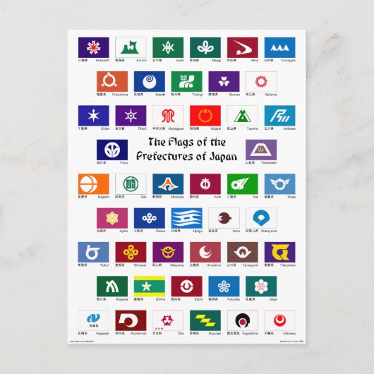 Flaggen der japanischen Präfekturen Postkarte (Vorderseite)