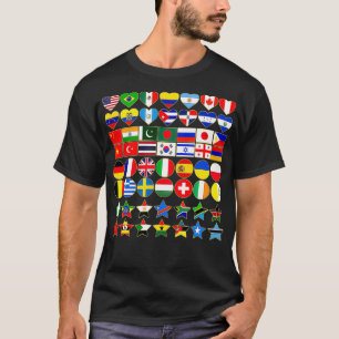 Flaggen der Länder der Welt in geometrischen Forme T-Shirt