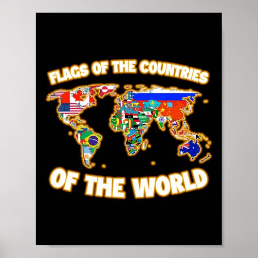 Flaggen der Länder der Weltkarte Poster (Vorne)