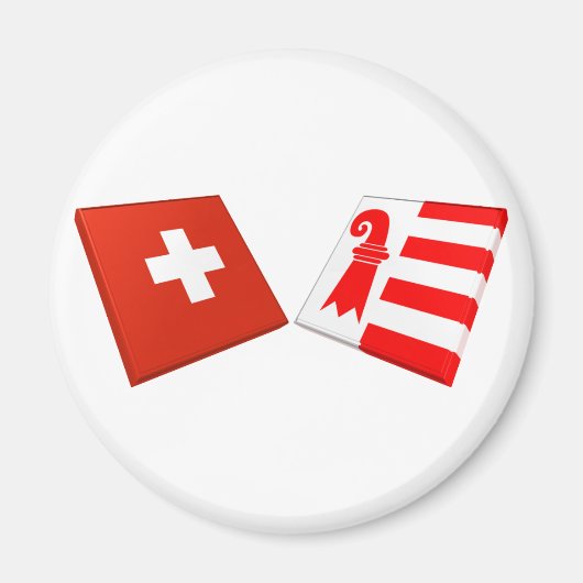 Flaggen der Schweiz und des Jura Magnet (Vorne)