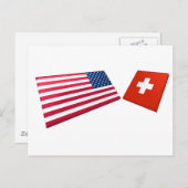 Flaggen der USA und der Schweiz Postkarte (Vorne/Hinten)
