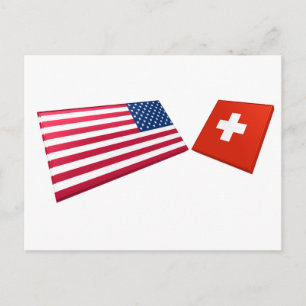 Flaggen der USA und der Schweiz Postkarte