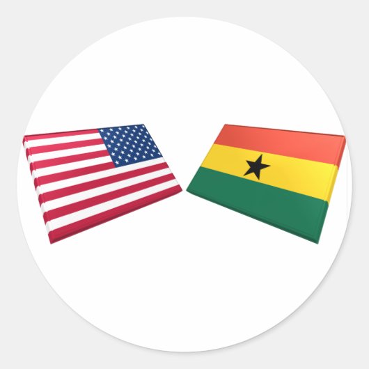 Flaggen der USA und Ghana Runder Aufkleber (Vorderseite)