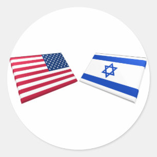 Flaggen der USA und Israels Runder Aufkleber