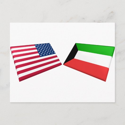 Flaggen der USA und Kuwait Postkarte (Vorderseite)