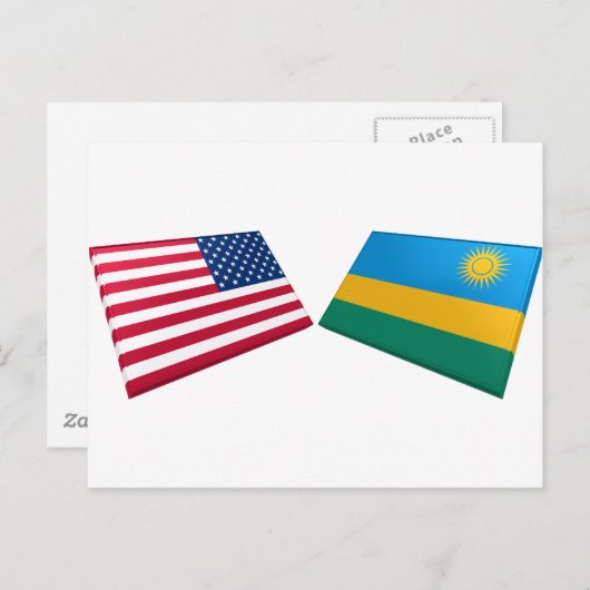 Flaggen der USA und Ruandas Postkarte (Vorne/Hinten)