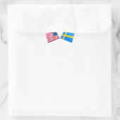 Flaggen der USA und Schwedens Runder Aufkleber (Tasche)